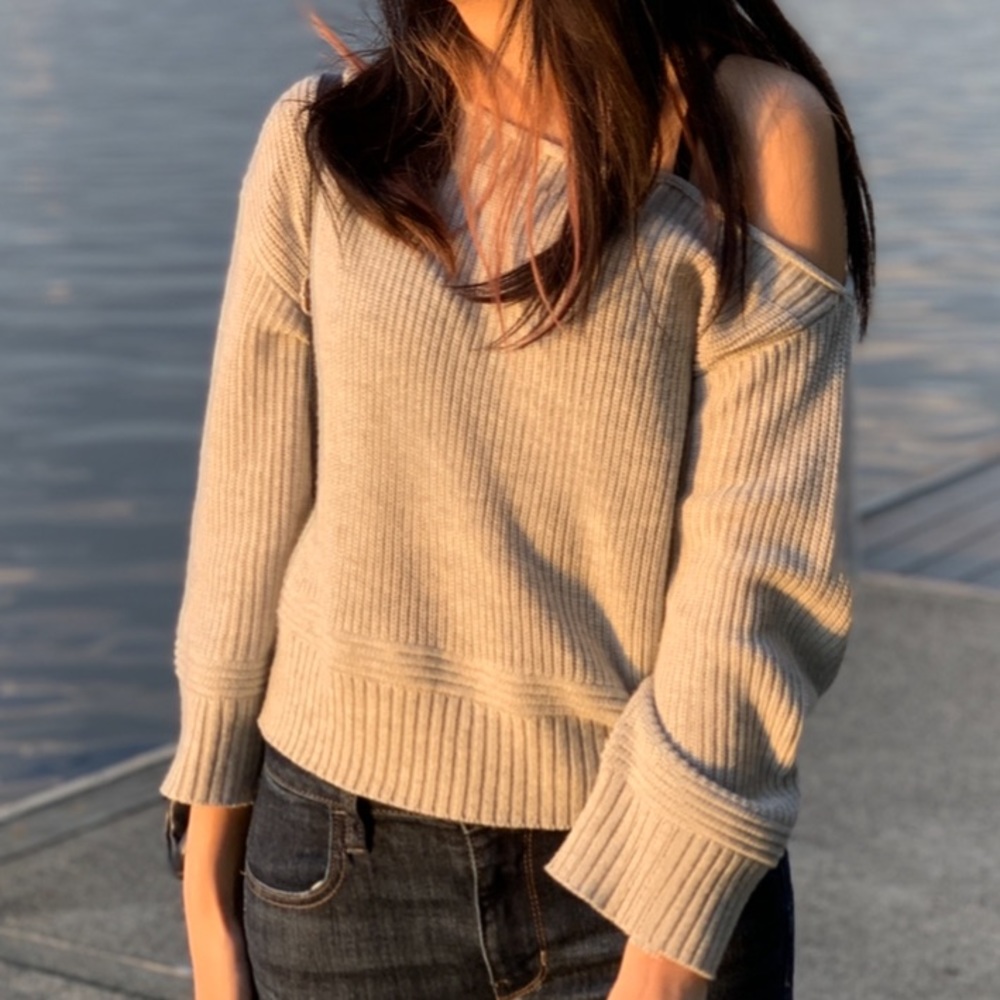 Gray TOPSHOP off the shoulder sweater